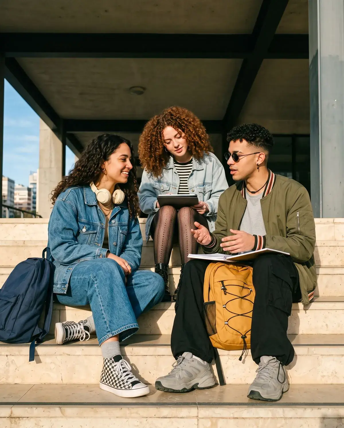 Estudia en Alemania Estudiantes de alemán conversando en una escalinata